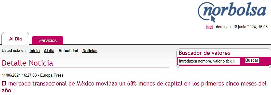 El mercado transaccional de Mxico moviliza un 68% menos de capital en los primeros cinco meses del ao